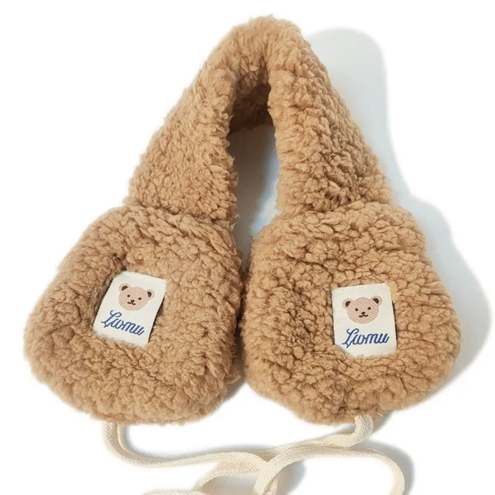 New Cute Bear Tie Plush Earmuffs Foldable Windproof Ear Warmer Outdoor Riding Cold Protection Plush Ear Cover Women Girls