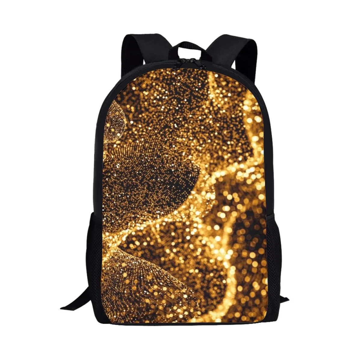 Orange Sequins Pattern Kids Teenager Book Bag Student School Bag Daily Casual Backpacks Women Men Travel Storage Rucksacks