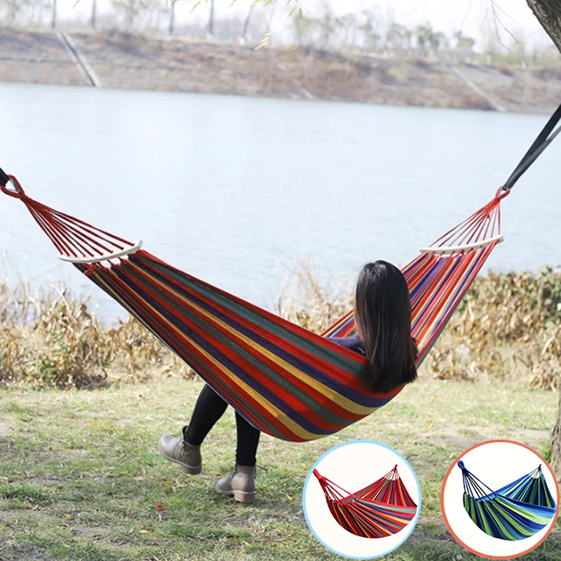 Hammock Leisure  Durable Single Travel Swing Chair Hanging Bed Casual Hammocks for Patio Garden Backyard Outdoor Indoor with Bag