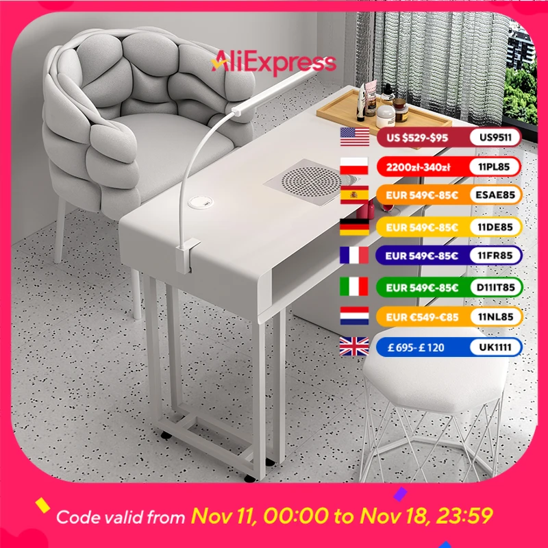 

Fancy Professional Nail Table Dust Collector Luxury Workstation Nail Desk Salon Designer Art Mesas Manicuristas Furniture