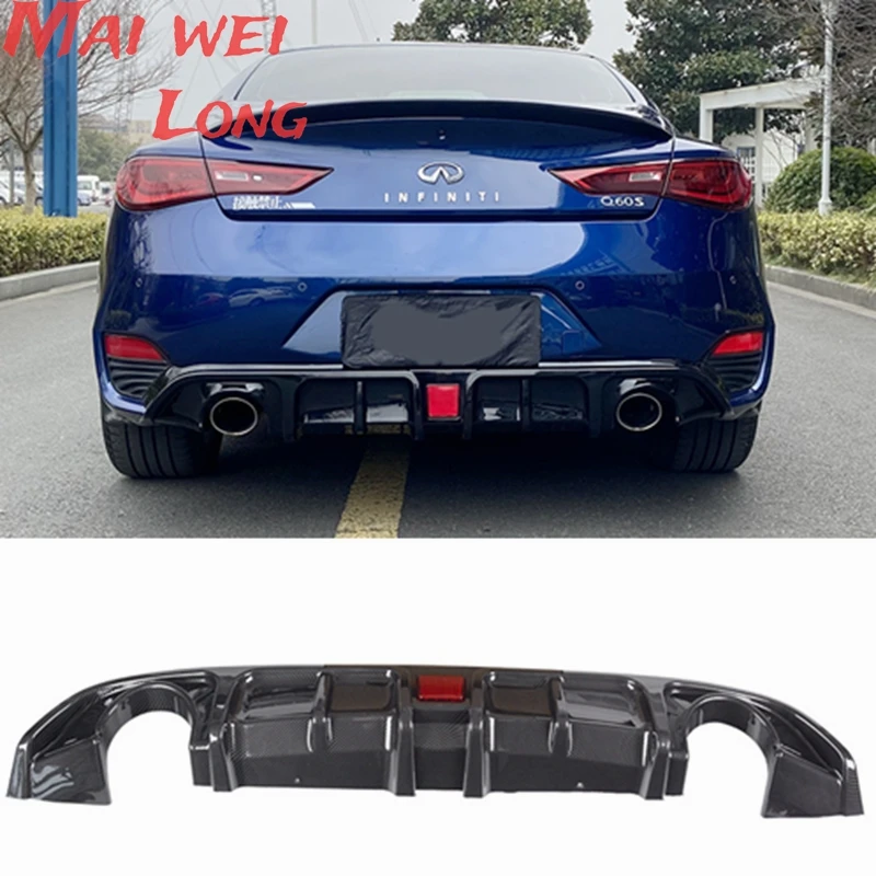 Для Infiniti Q60 2017 2018 2019 2020 2021 2022 задний диффузор, бампер, блеск для губ, черный спойлер, пластина-сплиттер, кронштейн с лампой