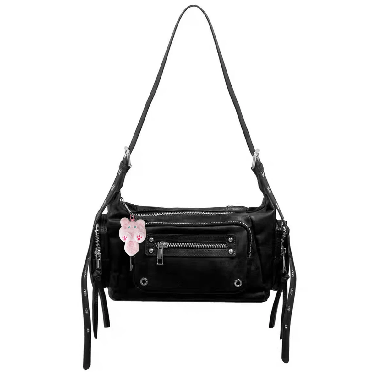 

Vintage Washed PU Leather Crossbody Bag for Women Multiple Pockets Retro Motorcycle Style Korean Luxury Shoulder Sac for Gir