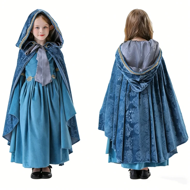 

Halloween Enfant Victorian Court Cosplay Dress Flared Sleeve Medieval Princess Dresses Renaissance Court Princess Clothing