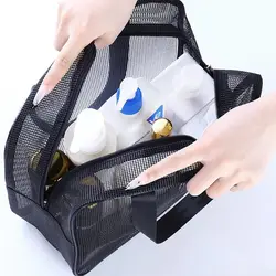 Nuova borsa da bagno Mesh Shower Toiletry Pouch Travel Makeup Storage Holder borsa da bagno portatile Mesh Shower Toiletry Pouch portatile