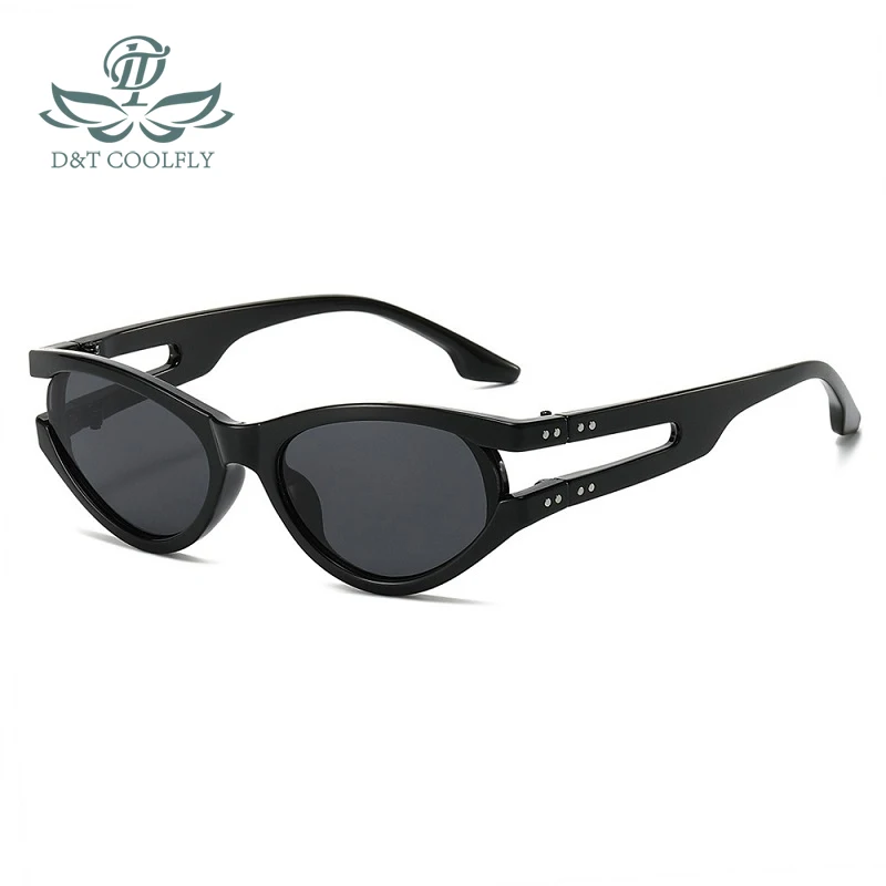 D & T-Lunettes de soleil ovales pour hommes et femmes, lentille PC, cadre creux, randonnée, voyage, type mince, lunettes de luxe, Y2K, UV400, nouvelle mode, 2024