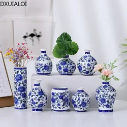 DXUIALOI Chinese antique mini applique small vase ceramic crafts living room desktop hydroponic vase home decoration