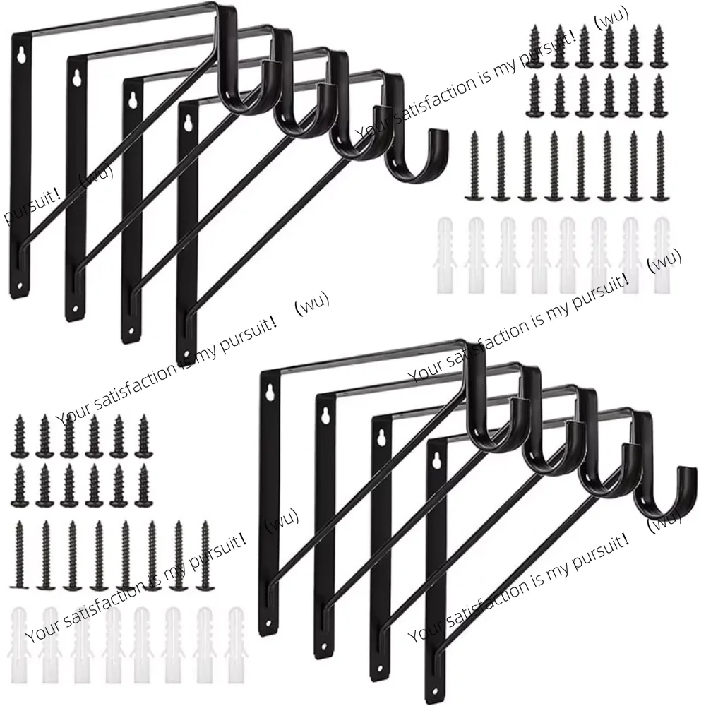 Heavy-duty Closet Rod Bracket Iron Pole Rack Wardrobe Bracket Triangle Stabilizing Design Wall-mounted Closet Rod Support Hook