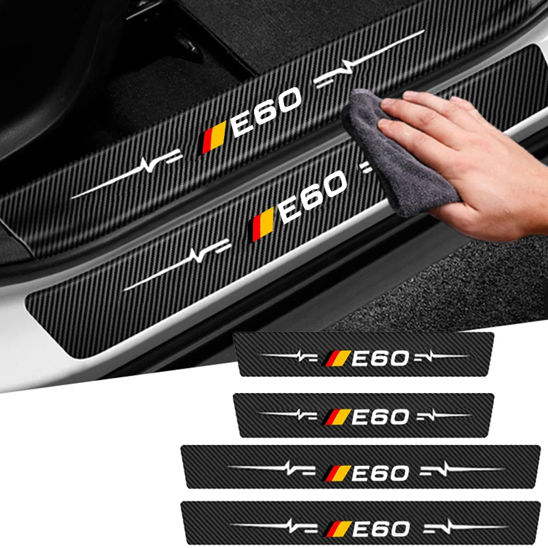 Car Stickers for BMW E60 Emblem 5 Series Anti Scratch Door Sill Protector Threshold Protection Carbon Fiber Styling Accessories