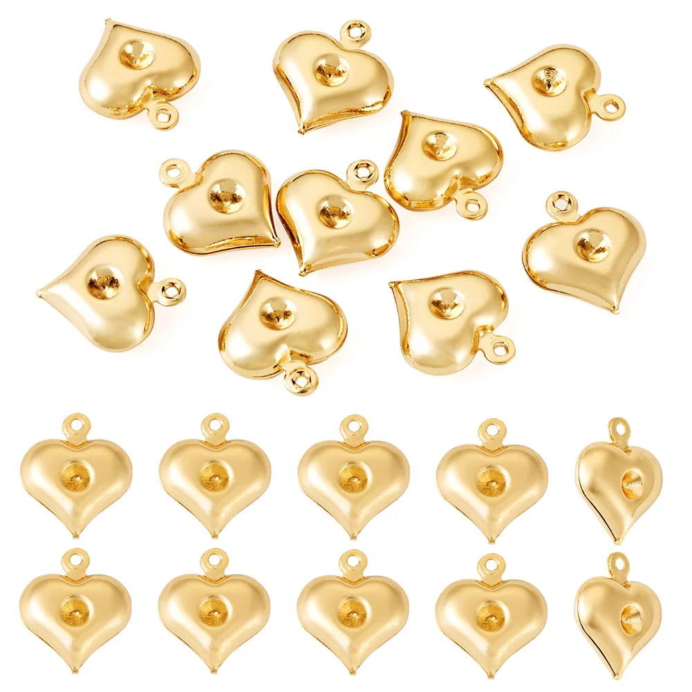 1 Set Brass Mini Heart Pendants Real 18K Gold Plated For Women Choker Necklace Bracelet Earrings Handmade Supplies Friend Gifts