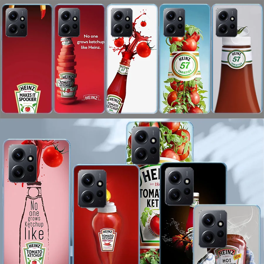 Cute Ins Heinz Tomato Ketchup Mustard Case For Xiaomi Redmi Note 12 11 Pro Plus 12S 11E 11T 11S 10 10S Phone  9 9S 9T 8 8T Pro 7