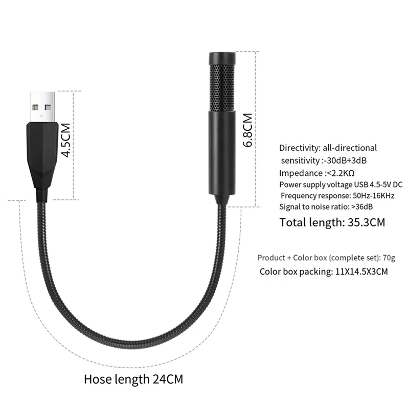 Microfono per computer USB Mini microfono portatile Microfono capacitivo cablato Microfono Karaoke per PC portatile Facile da usare