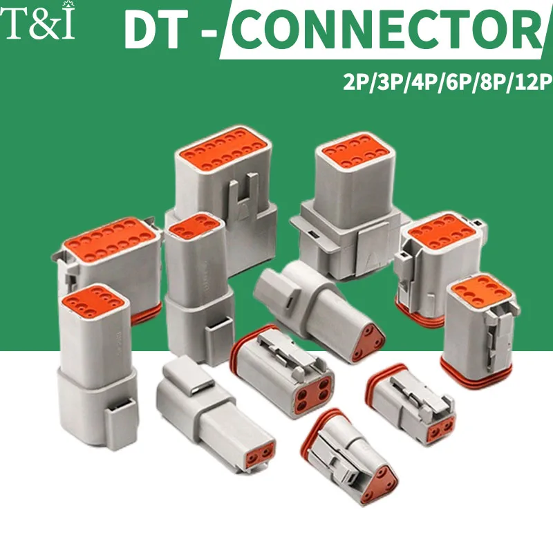 

5/10 комплектов, Автомобильный штекер и гнездо Deutsch DT, соединитель, стыковое соединение, 2/3/4/6/8/12P, водонепроницаемый разъем DT04/06, клемма