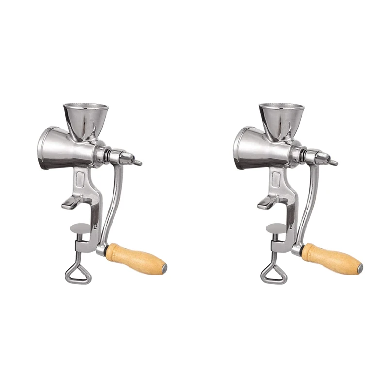 

2X Manual Grain Grinder Hand Crank Grain Mill Stainless Steel Home Kitchen Grinding Tool For Coffee Corn Rice Soybean