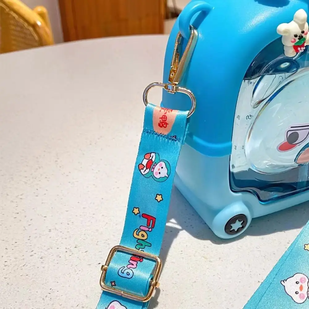 

Creative With Straw Water Sippy Cup Straps Plastic Portable Drink Bottle Cartoon Cute Bear Plastic Cup Bottle Outdoor