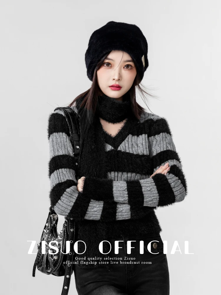 

Свитера Джемперы Пуловеры Женская зимняя одежда для женщин Альпака Панк Узор Обычный Рождественский праздник Праздничный сезон Меховая посадка