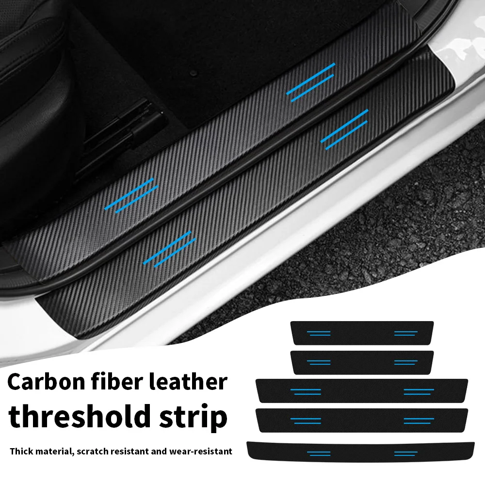 Creative Modification of Car Threshold Strips with a Blue Gap in the Middle, Cute Door Step Pads for Girls, Anti-Scratch and Anti-Scuff Protective Strips