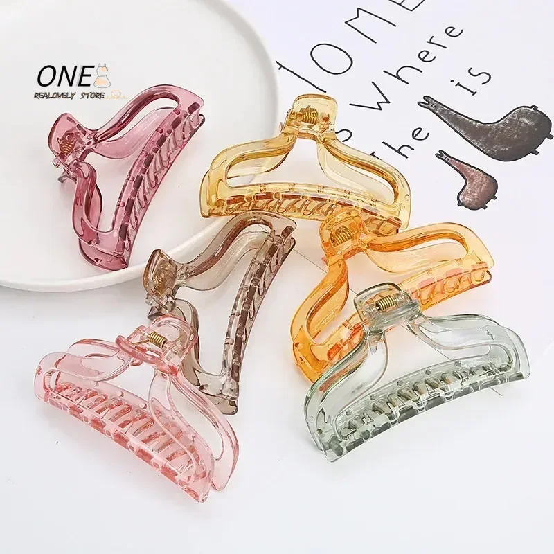 

Half Transparent Pink Black Blue Crab Hair Clips Barrette Fashion Ornament Hair Claw Accessories Styling Braiding For Women