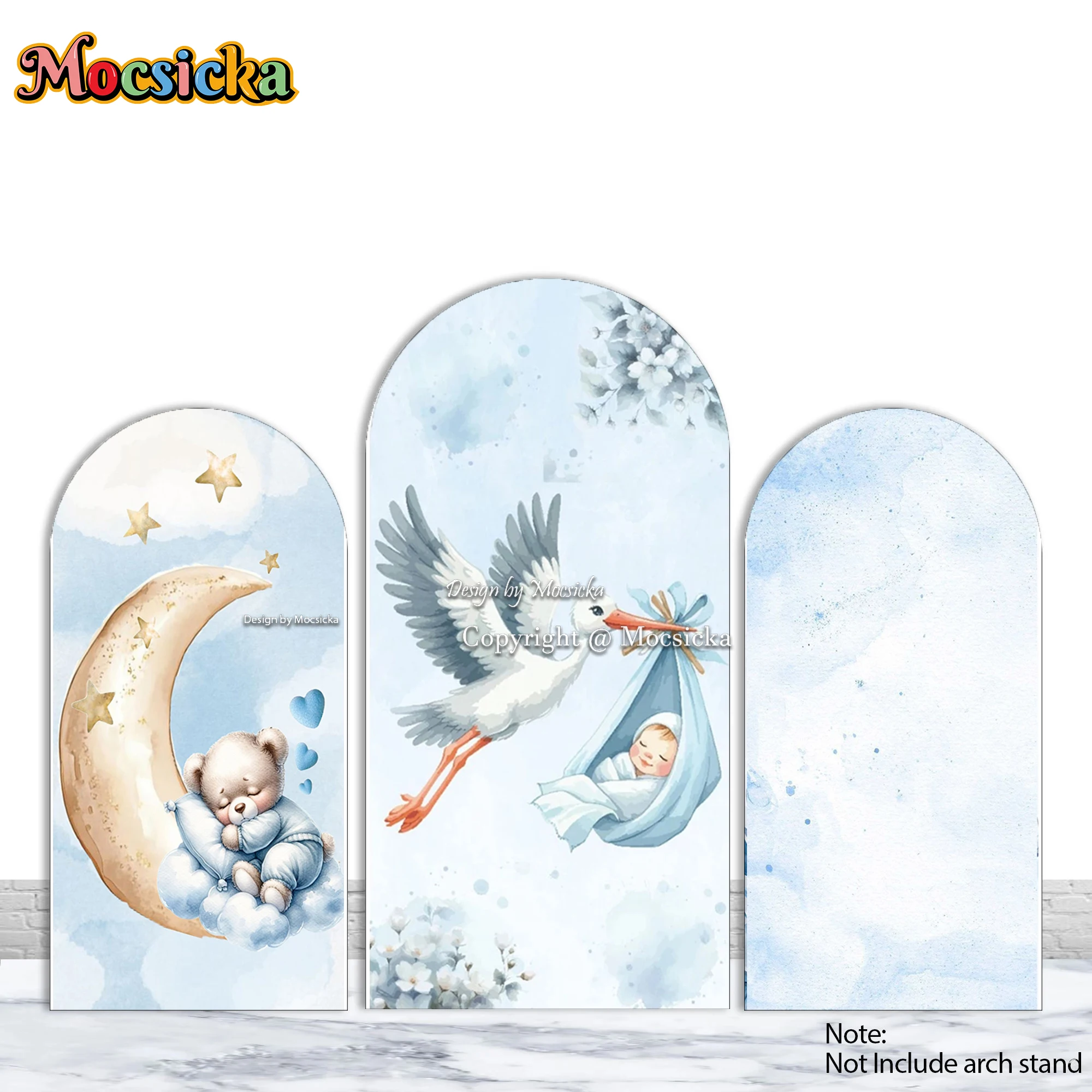 Mocsicka niños 1er cumpleaños fiesta Chiara arco telón de fondo Cisne bebé estrella Luna nube azul fotografía fondo recién nacido estudio fotográfico