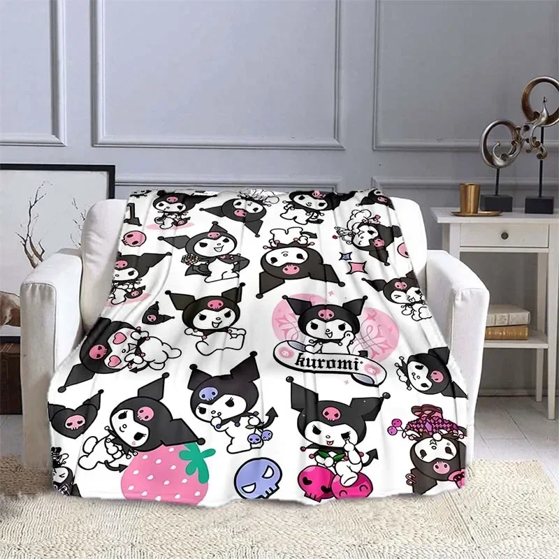 Одеяло с принтом Hello Kitty Kuromi, мягкое и теплое постельное белье для детей и взрослых, уличное дорожное покрывало