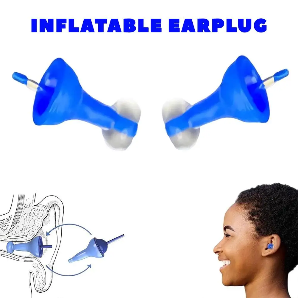 Multiple Reusable Noise Cancelling Earplugs Waterproof Inflatable earplugs Pair Silicone Professional Swimming &Travel Ear Plugs