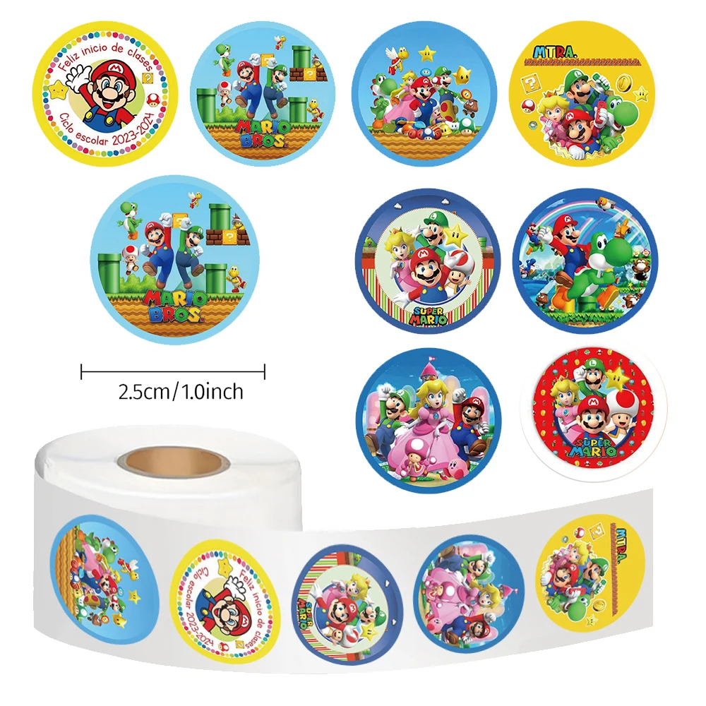 

500pcs Funny Super Mario Bros Game Sealing Stickers Cartoon Decoration Sticker Roll Cool Anime DIY Laptop Decals Reward Gift Toy
