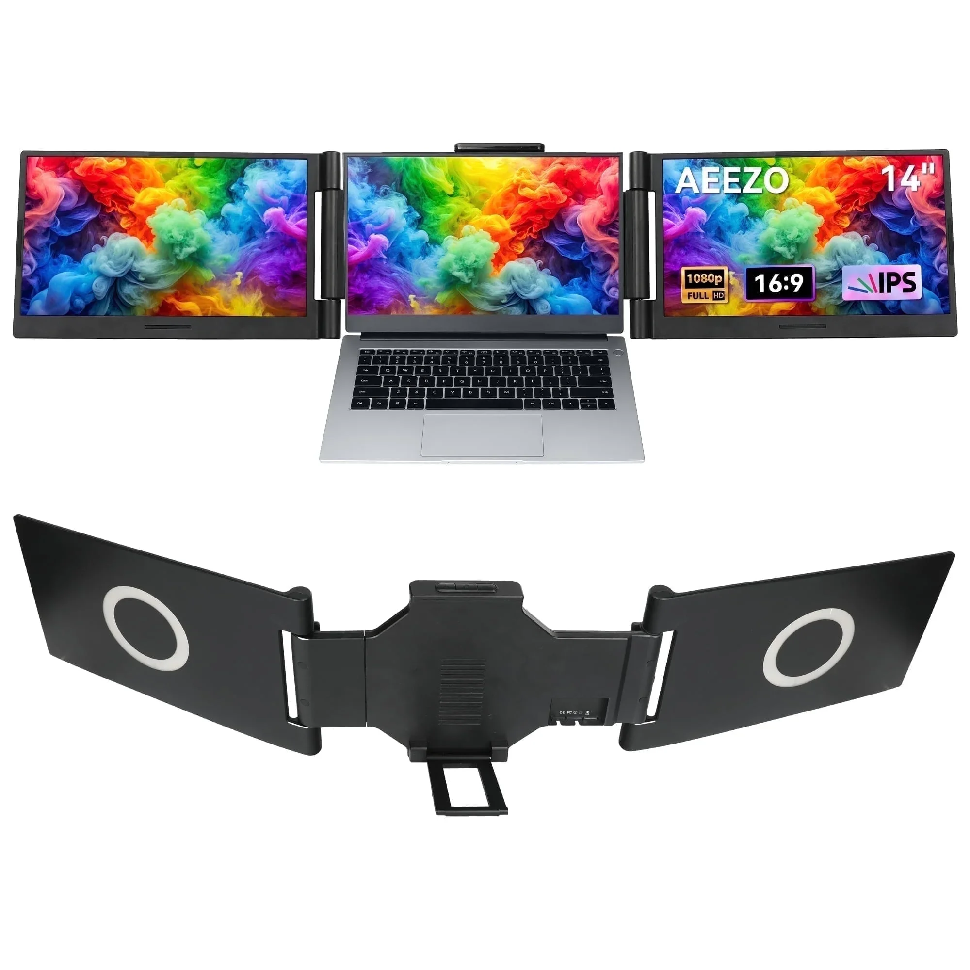

14 Inch Laptops Screen Extender Triple Dual FHD 1080P IPS Portable Monitors For Windows Macbook Chrome Android 13.3-17.3 Laptop