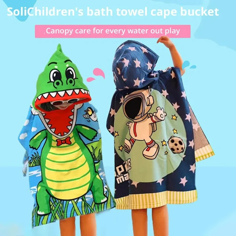 Newborn Wrap Blanket Cartoon Child Kid Hooded Cloak Infant Bathrob Baby Bath Towel Robe Cotton Boy Girl Beach Robe Astronaut Cap