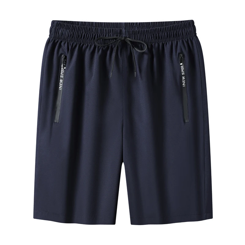 Outdoor Shorts Men Zippered Pocket Shorts Men's Knee-length Ice Silk Beach Shorts with Zipper Pockets Drawstring for Holiday