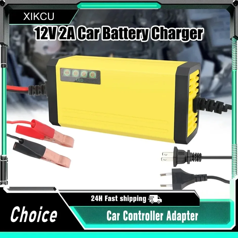 

12 В 2 А Автомобильное зарядное устройство 220 В Power Puls Ремонтное зарядное устройство Влажный сухой свинцово-кислотный аккумулятор Светодиодный дисплей Мото Грузовик Резольвер аккумулятора