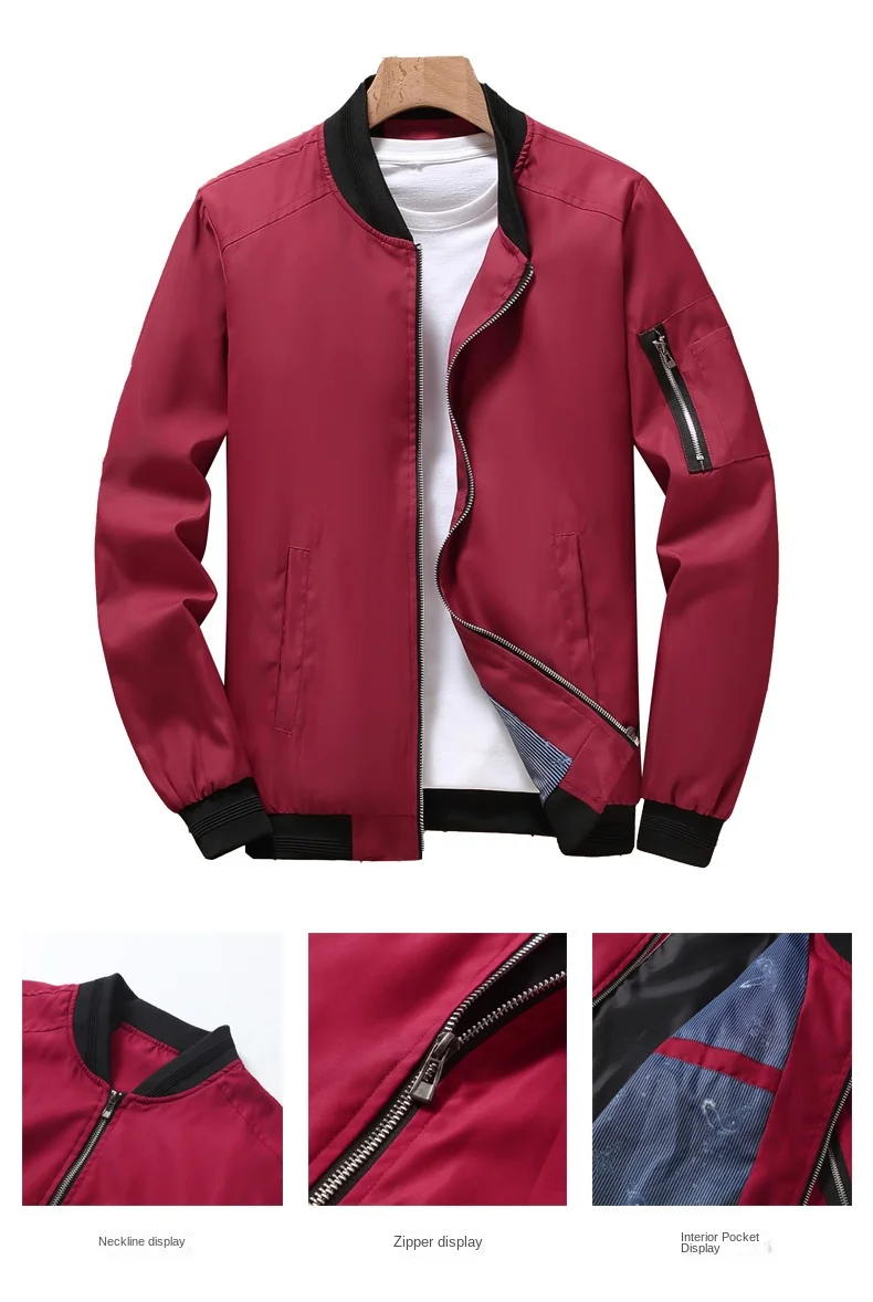 Chaqueta de traje de béisbol de calle para hombre, abrigo clásico a prueba de viento de Color sólido, chaqueta Bomber suelta informal de talla grande, moda de otoño, 2024