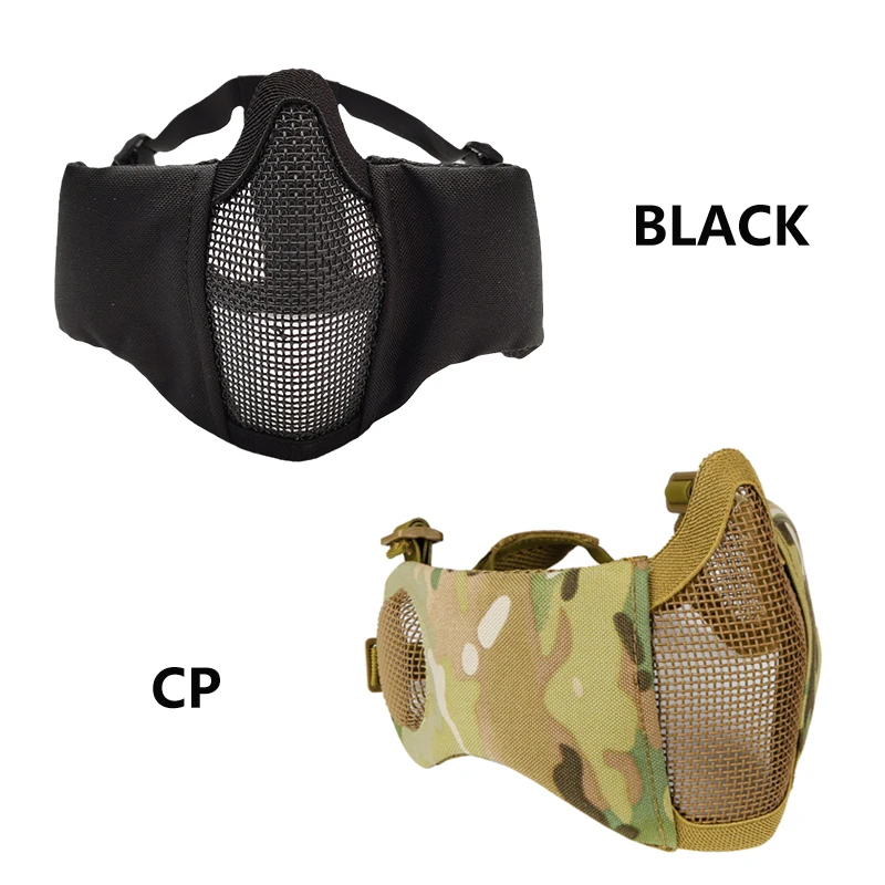 New Tactical Airsoft Masks Paintball CS Foldable Half Face Low-carbon Steel Mesh Military Style Comfortable Ear Protective Mask