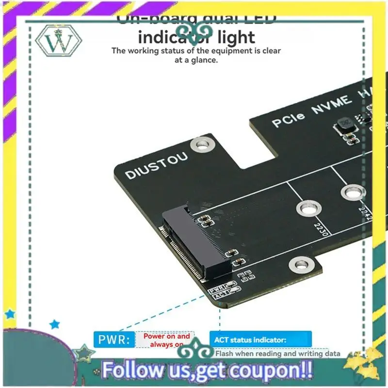 

НОВЫЙ адаптер Pcie к M.2 M Key Плата расширения Nvme для Raspberry Pi 5 2230 2242 2280 M.2 M Key Nvme SSD Поддержка PCIE Gen2