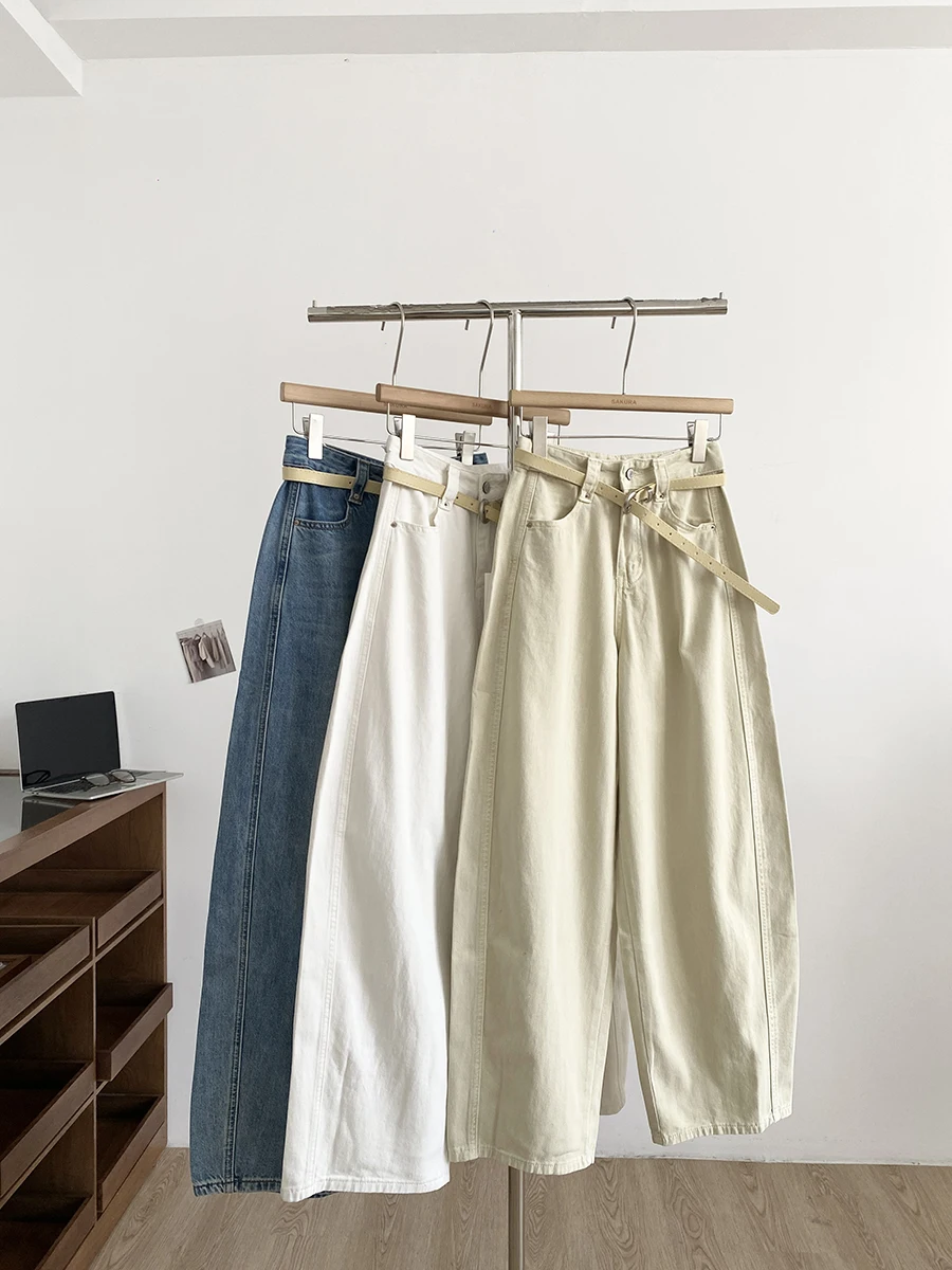 

High Waist Wide Leg Jeans Women's Casual Commute Straight Leg Pants Spring 2026 Chic Fashion Slimming Polyester Fiber