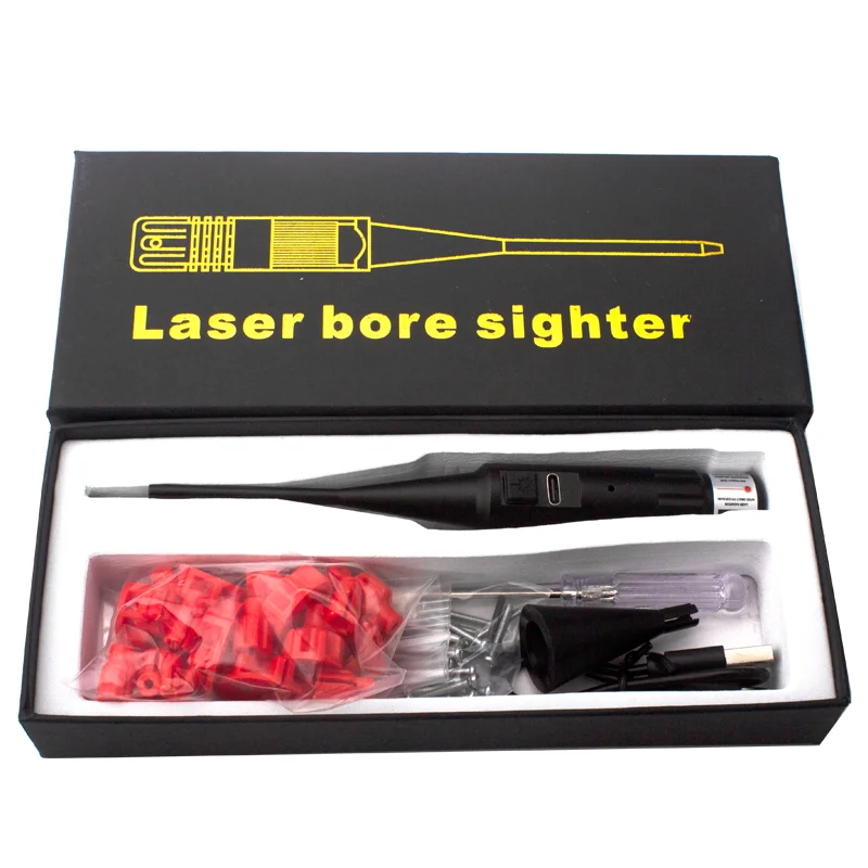 Universal Laser Boresigher Kit 32 Adapters  .17 .177 .22 to 12GA Rechargeable Laser Collimator