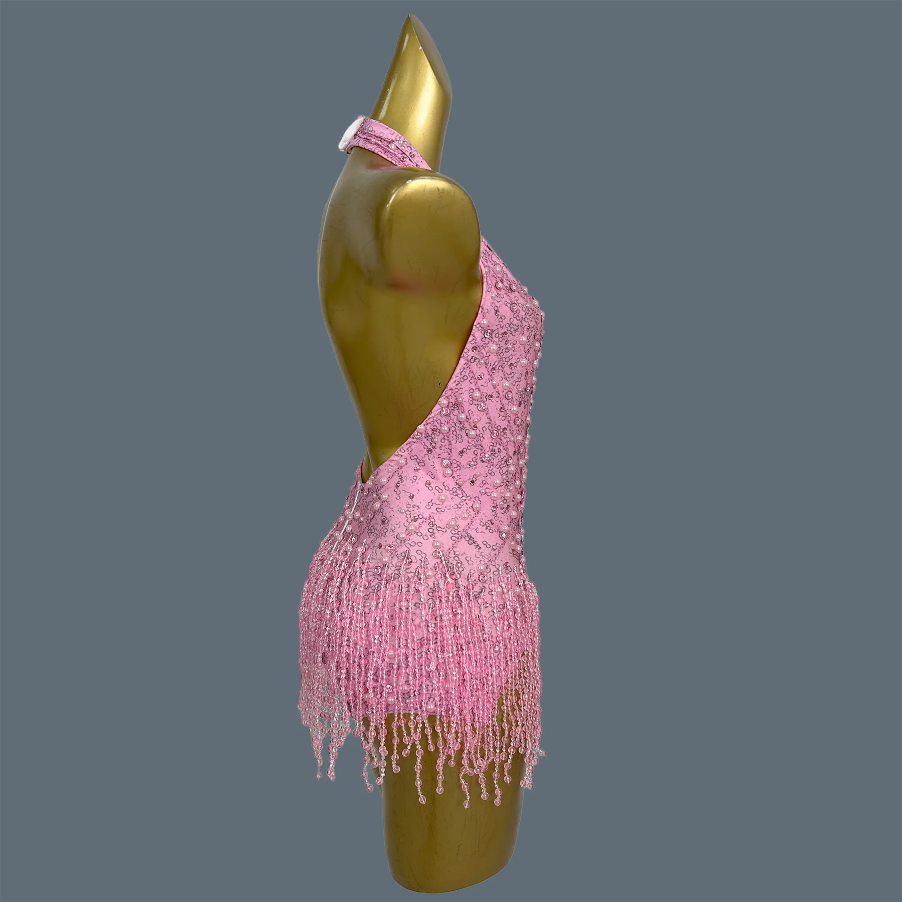 Strój sceniczny do klubu, z błyszczącymi kryształami, perłami, frędzlami, głęboki dekolt w serek, odkryte plecy, seksowny kombinezon do tańca, trykot, Bingzhui