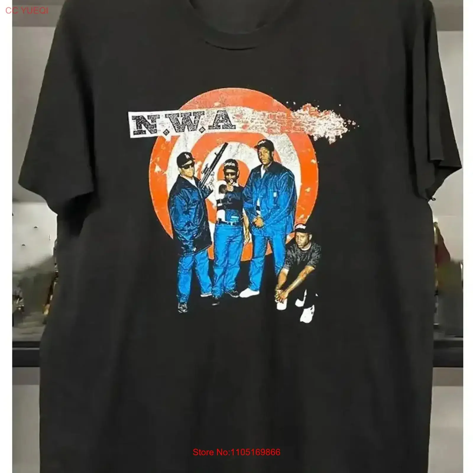 N W A Just Don't Bite It Album Tour T Shirt Black 8D546 vintage Washed Stretched designer clothes Stylish fashion Comfortable