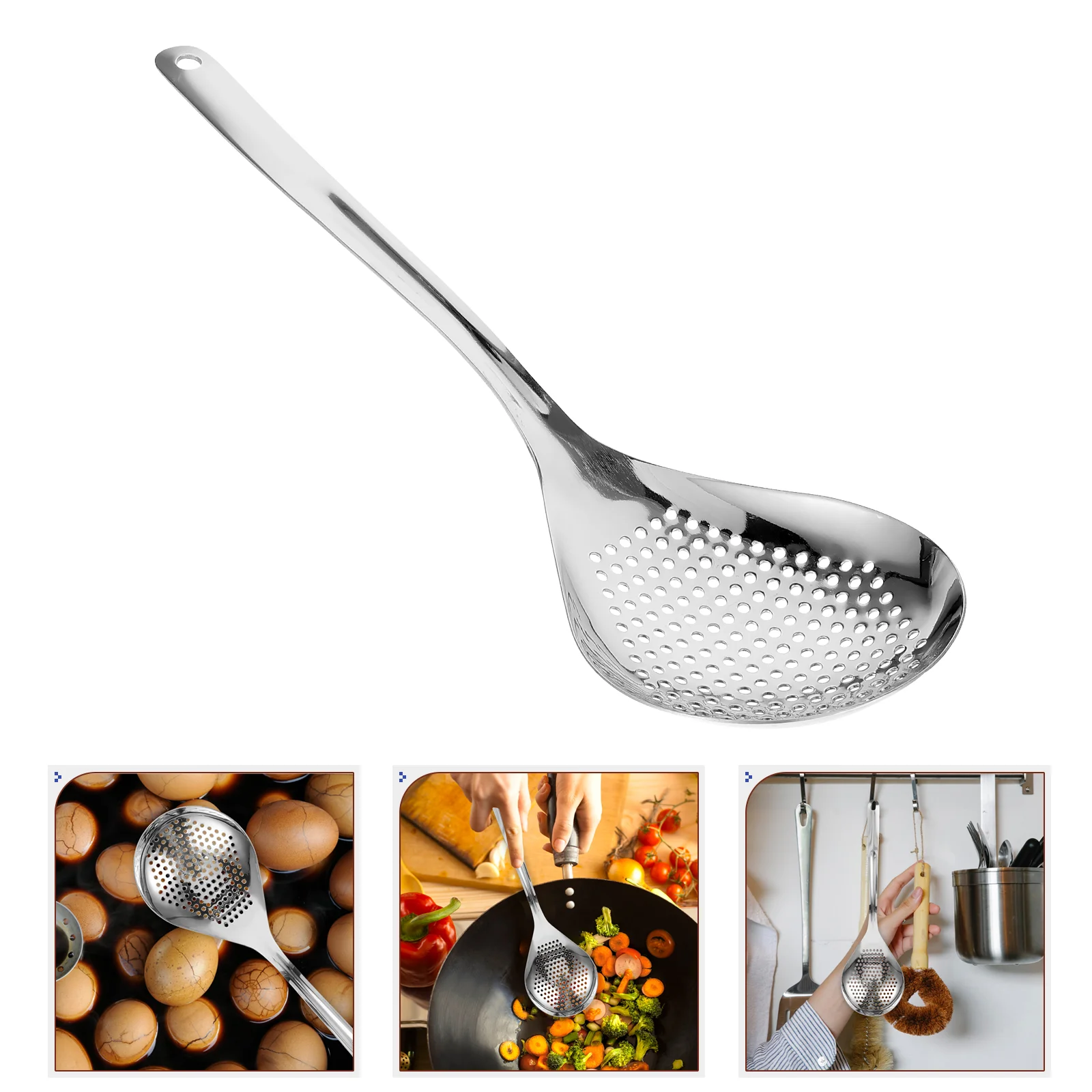 Stainless Steel Colander Strainer Spoon Food Filtering Tool Practical Frying Creative Wok Household