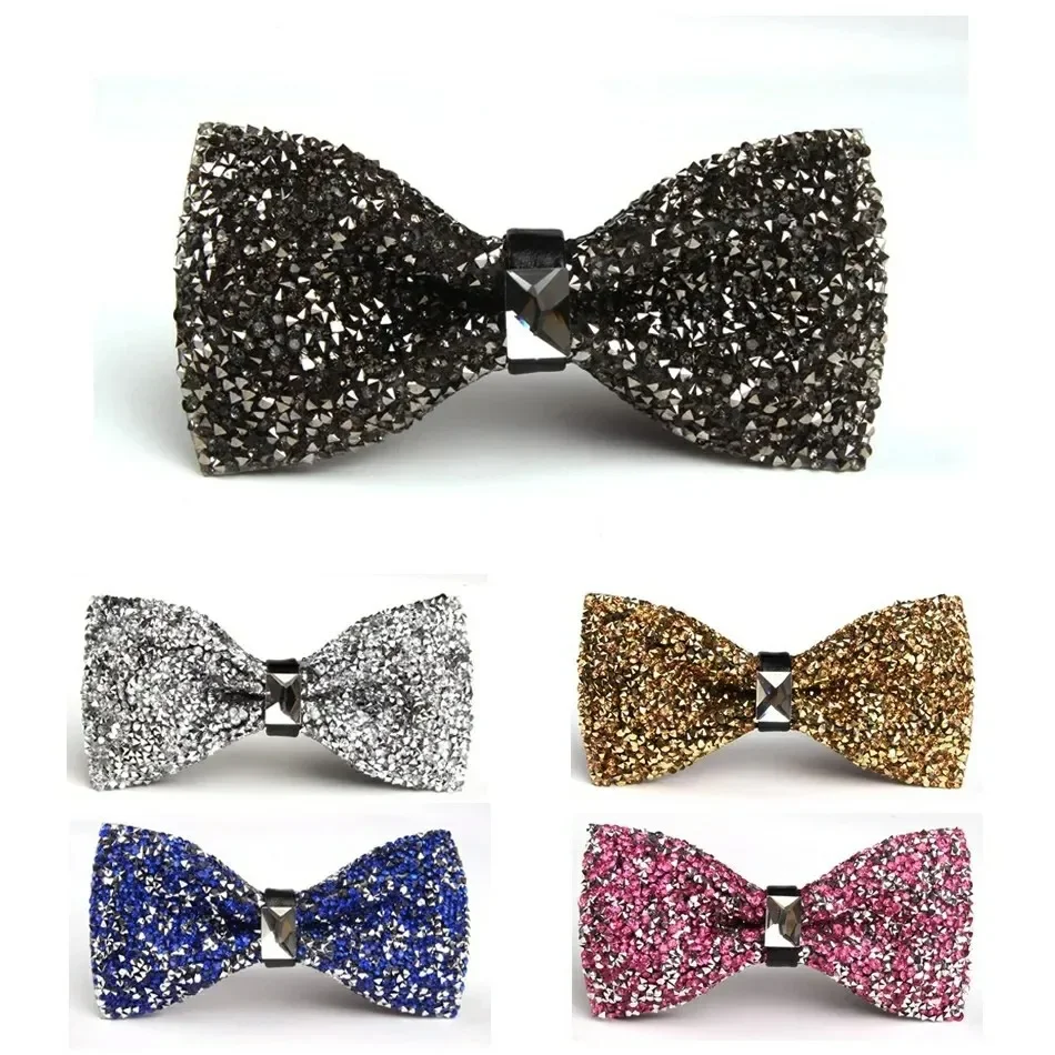 Men's rhinester wedding groom best man Pot tie high-grade exquisite banquet nightclub super flash diamond bow tie