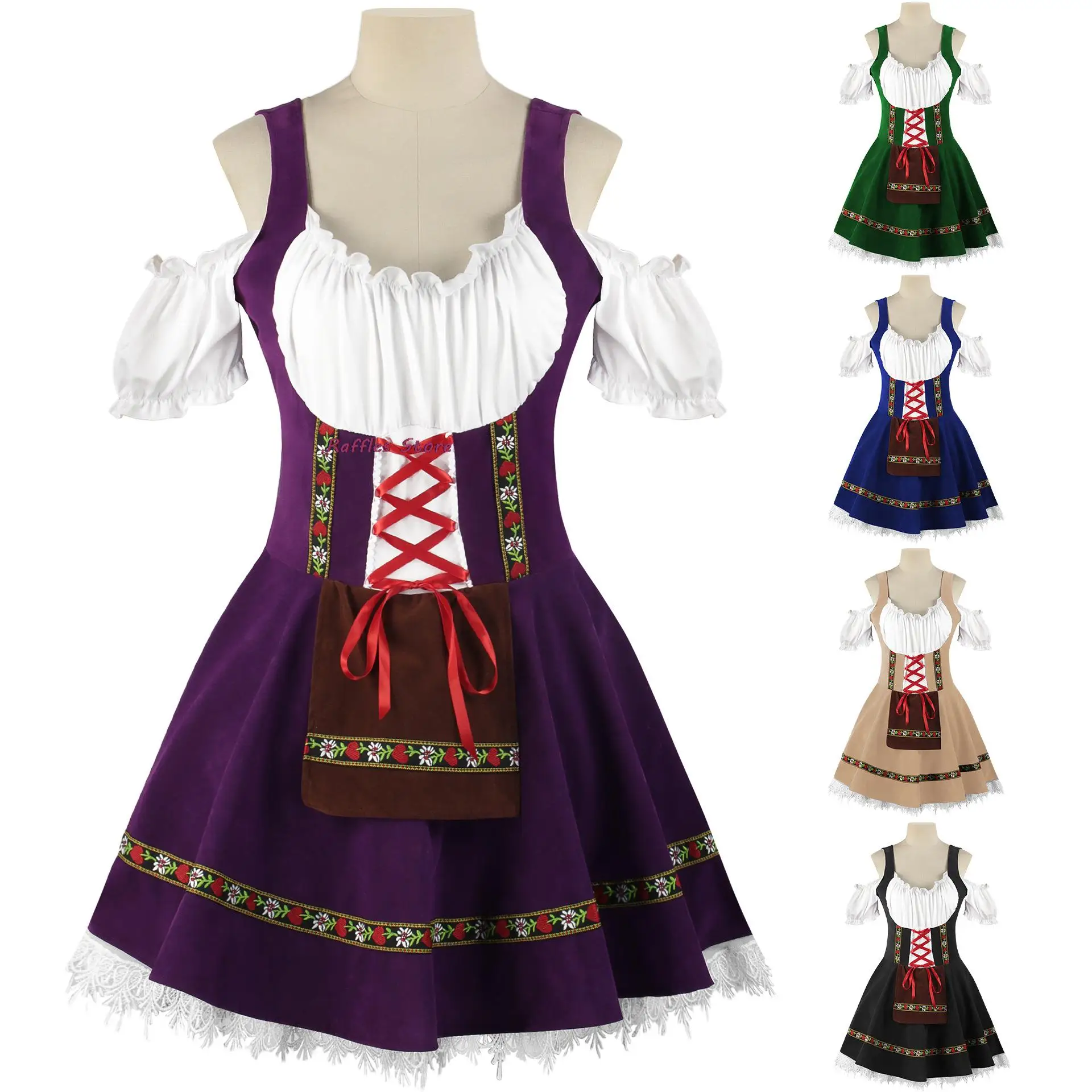 Karneval Oktoberfest Dirndl Kostüm Kleid Frauen Deutschland Bier Maid Kellnerin Outfit Mittelalterliche Cosplay Halloween Party Kleider