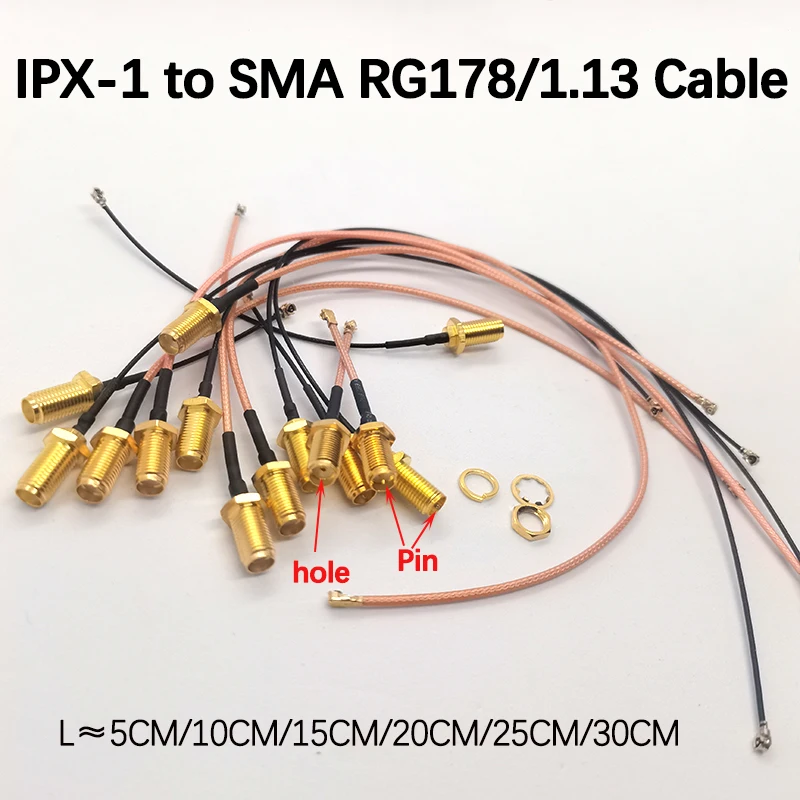 

1PCS IPX1 SMA to IPX-1 Pigtail Jumper RP SMA Male Female to U.fl IPX RG178 1.13 Cable Socket Connectors PCB Antenna Socket Jack