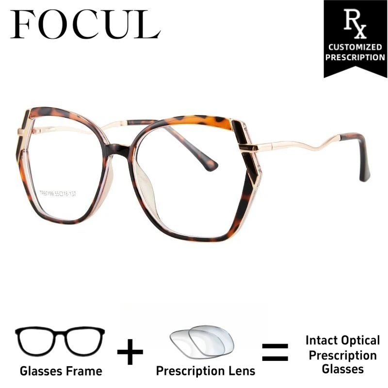 FOCUL New Design Photochromic Myopia Eyeglasses Anti-Reflectivel Glasses Professional Women Custom Prescription Optical Eyewear