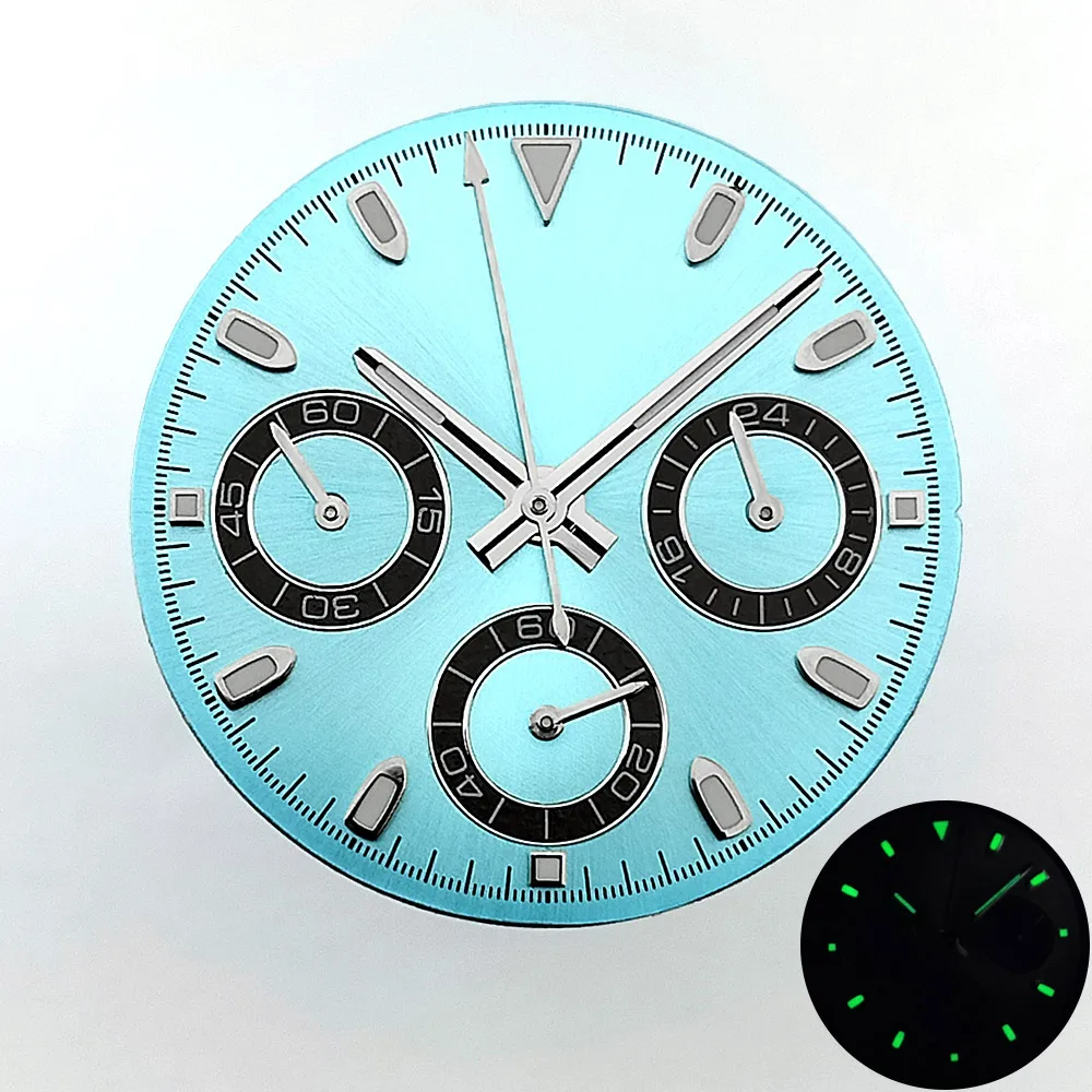 39,5mm Herren-Uhrengehäuse aus Acryl, transparent, geeignet für VK63, mit schwarzem, blauem, grünem, weißem Armband, Uhrenteile und Zubehör – Detail 24