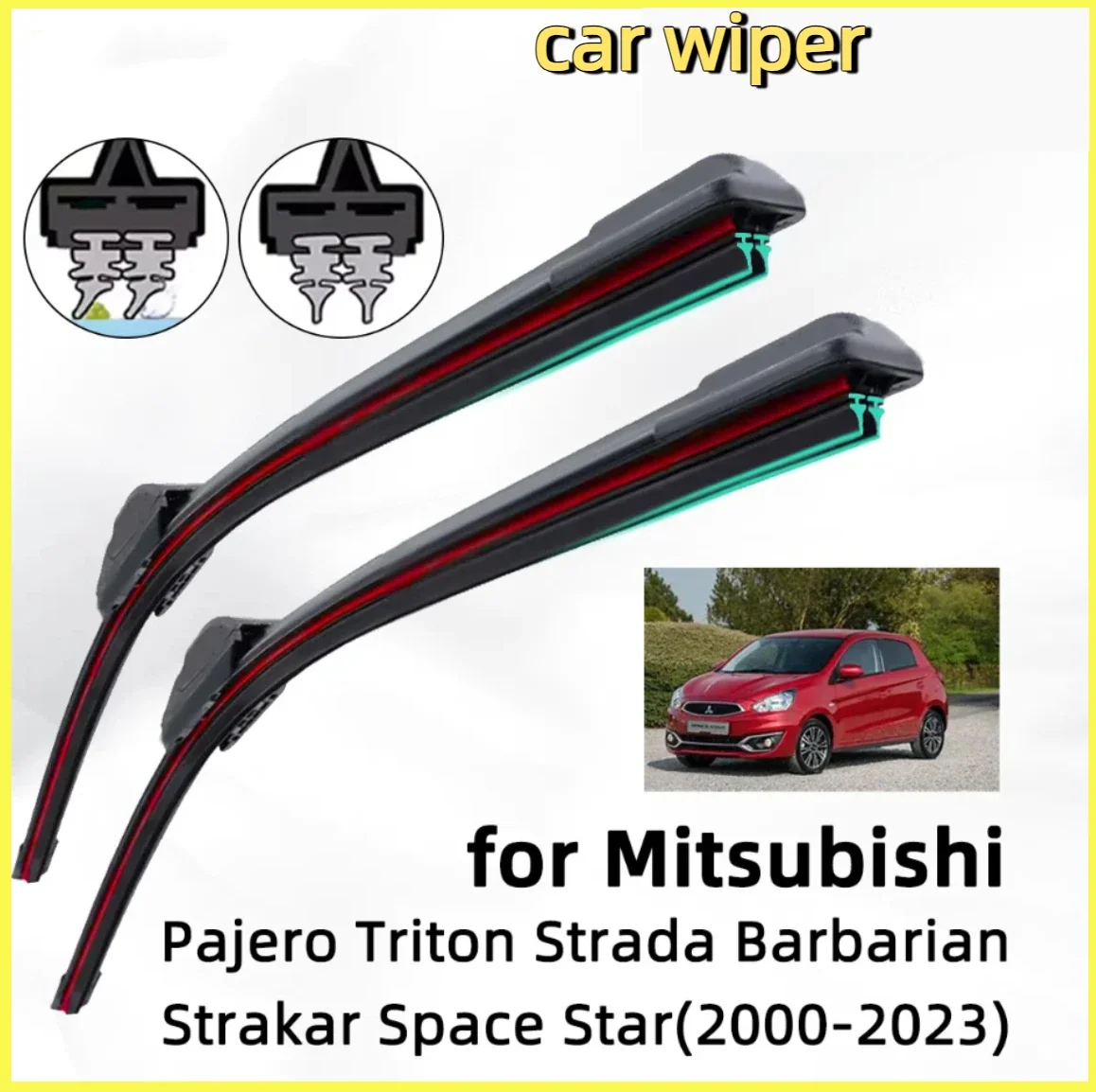

Double Rubber Car Wiper for Mitsubishi Pajero Space Star Strada Triton Front Wiper Blades Brushes Cutter Accessories Windscreen