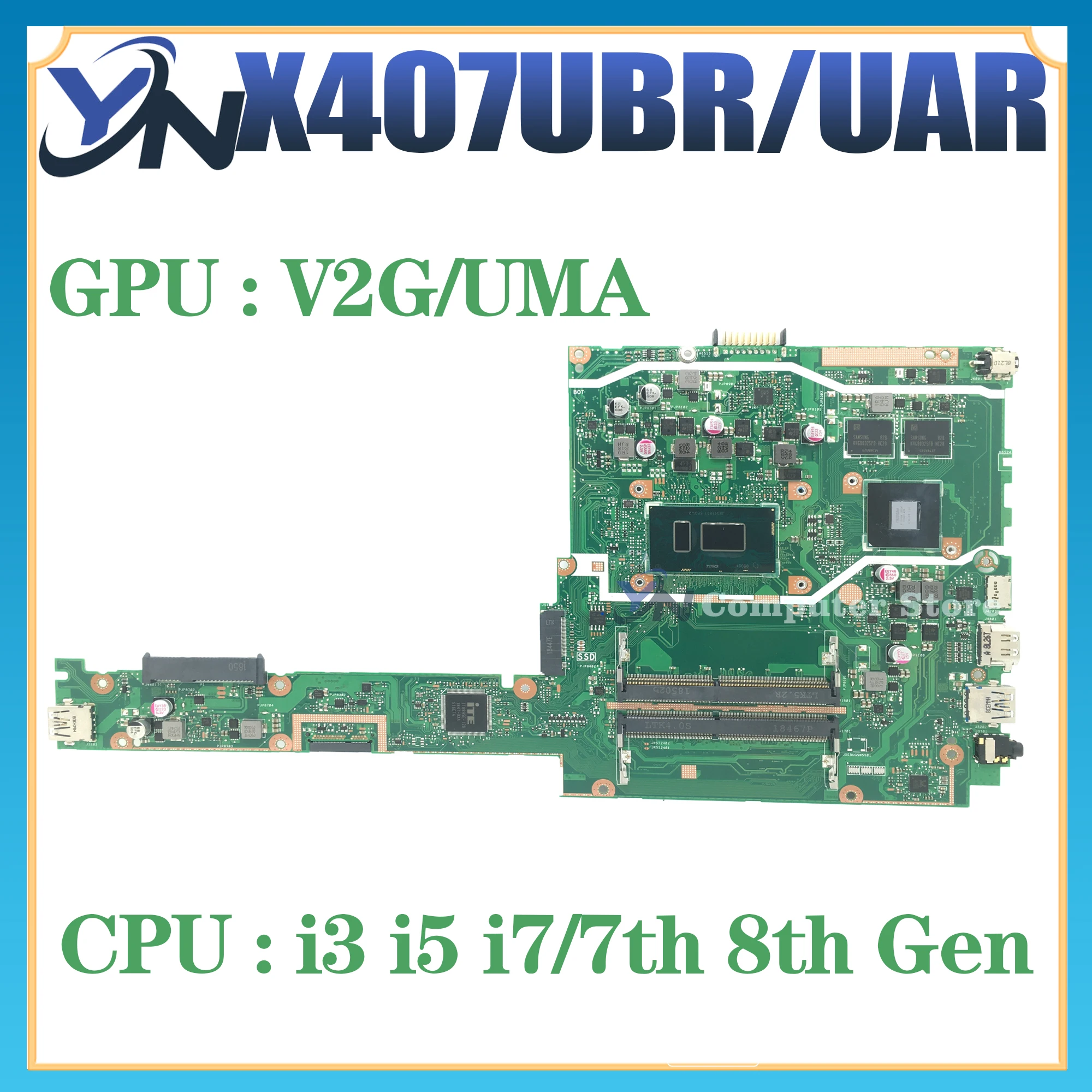Imagem -01 - Placa-mãe para Laptop para Asus Mainboard para Asus X407u X407ua X407uv X407uar X407ufr X407uf i3 i5 i7 7th 8th Uma pm 100 Testado ok