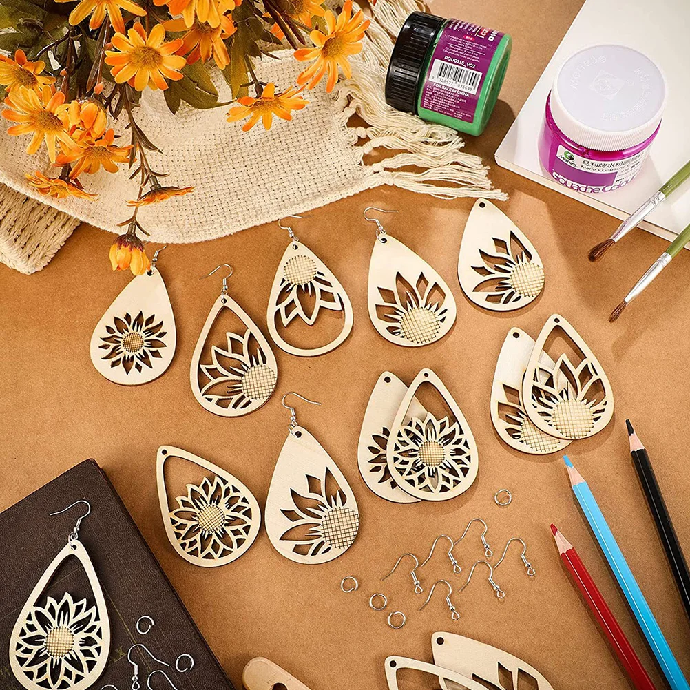 

DIY Earring Kit Jewelry Making Supplies Lightweight Wood Blanks Beads Dangle Drop Earrings Wooden Pendant Charm Crafting Set