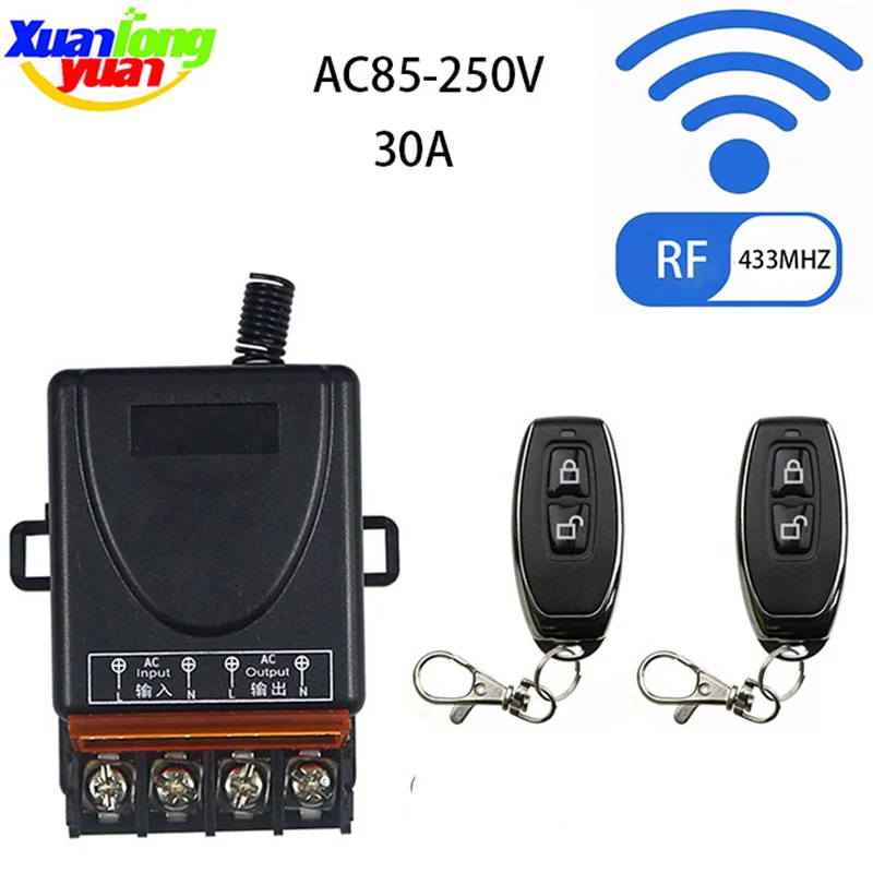 433 MHz 220V 30A Wireless Remote Control Switch ON/OFF Button 110V Remote Control Rf Receiver Transmitter For Water Pump Motor