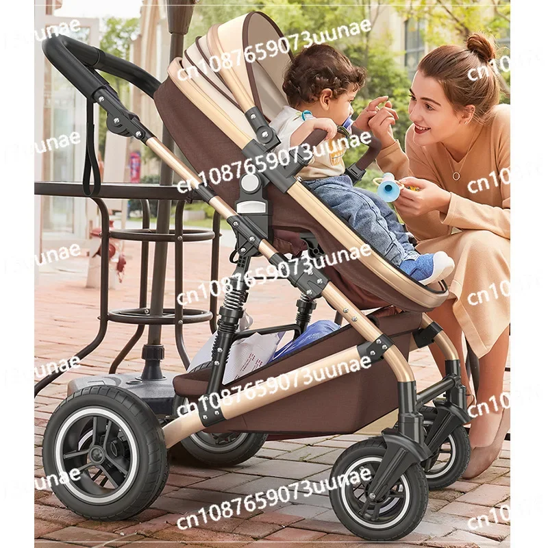 High Landscape Stroller Can Sit and Lie Down Stroller Lightweight Folding Shock Absorber Children