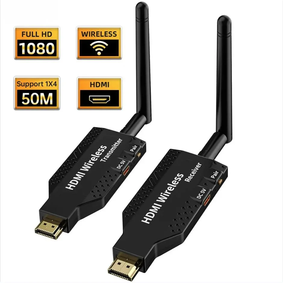 

50m 4K Wireless HDMI Transmitter and Receiver 1080P Audio Video Display Adapter HDMI Extender F Camera Laptop PC To TV Projector