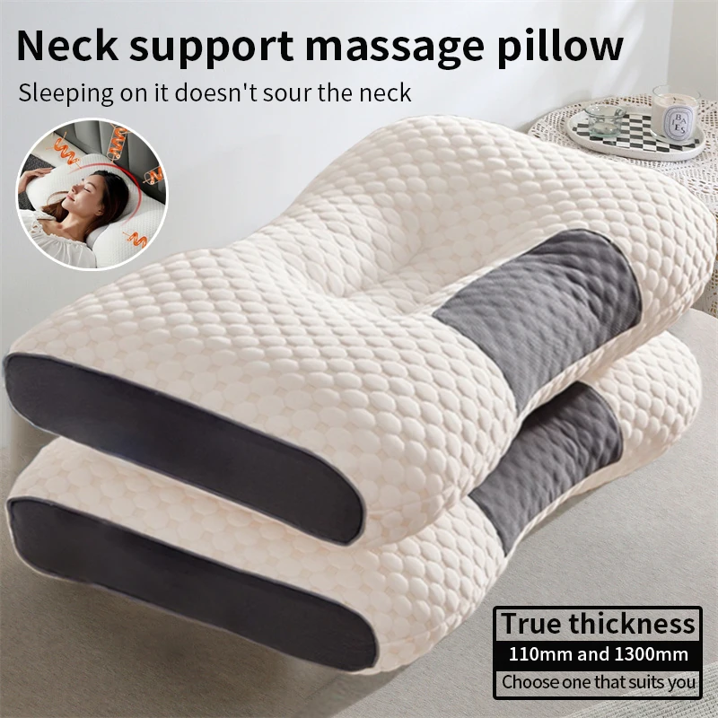 New Neck Pillow Help Sleep Protect The Neck Cervical Orthopedic Soybean Fiber Massage Household SPA Pillow For Sleeping Almohada