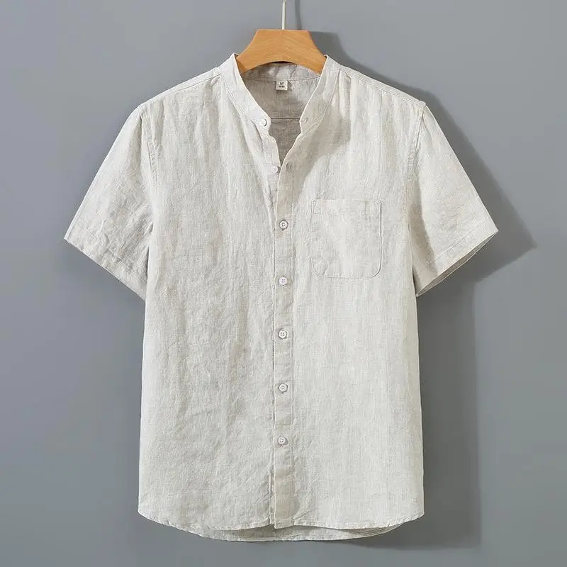 

Men's Breathable Thin Shirt Short Sleeve Lightweight Comfortable Casual Cotton Neck T-Shirt for Summer Business Office